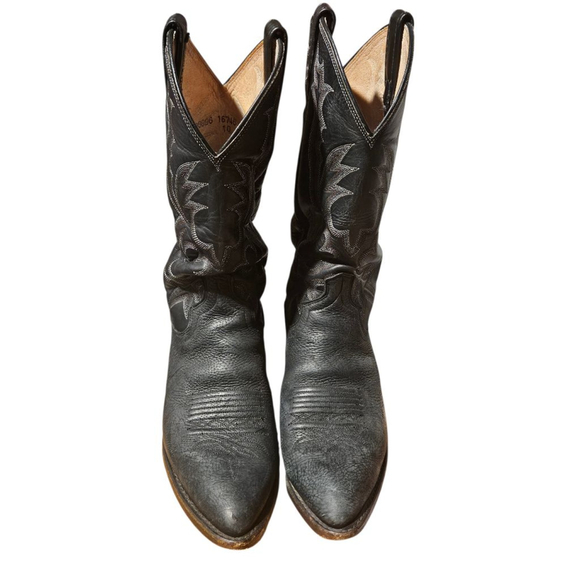 Men's Dan Post Black & White Cowboy Boots Size 9D - Picture 2 of 10